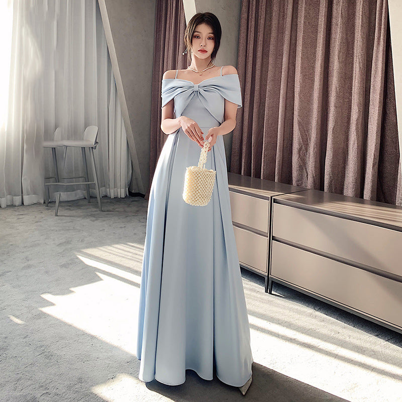 Fashion Simple Solid Color Long Bridesmaid Dress