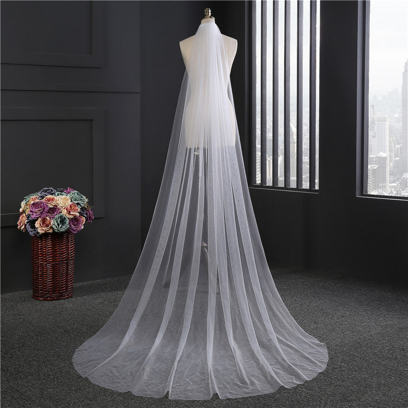 European And American Bride Wedding Veil Long 3 M Evening Dress Double Layer Tailing Veil