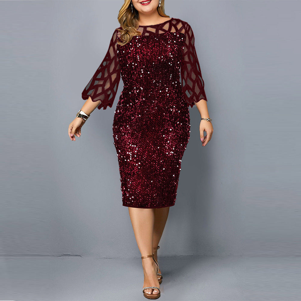 Party Dresses Sequin Plus Size Women's Sexy Night Club Dress