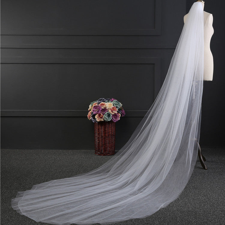 European And American Bride Wedding Veil Long 3 M Evening Dress Double Layer Tailing Veil