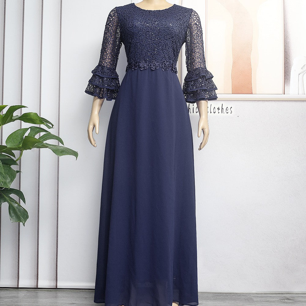 New Lace Heavy Chiffon Dress Trailing Floor-length Dress