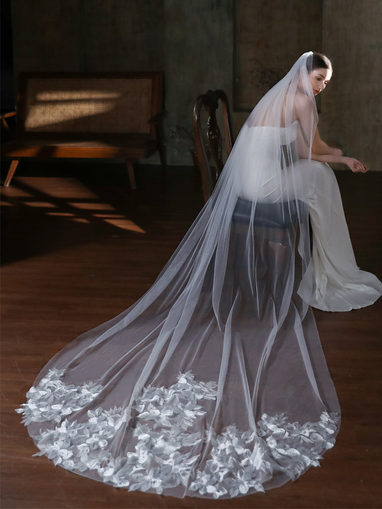 Bridal Fashion Simple Solid Color Single Layer Veil