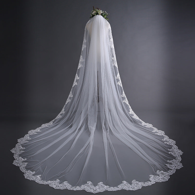 Big Tail Veil Wedding Dress Accessories Studio Photo