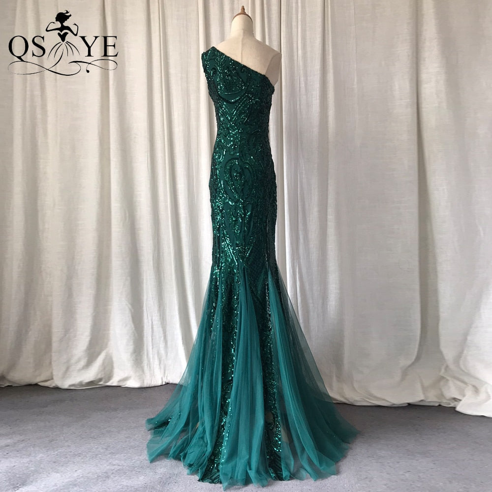 One Shoulder Sequined Long Mermaid Prom