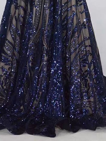 Long Sleeve Elegant Sequined Gown