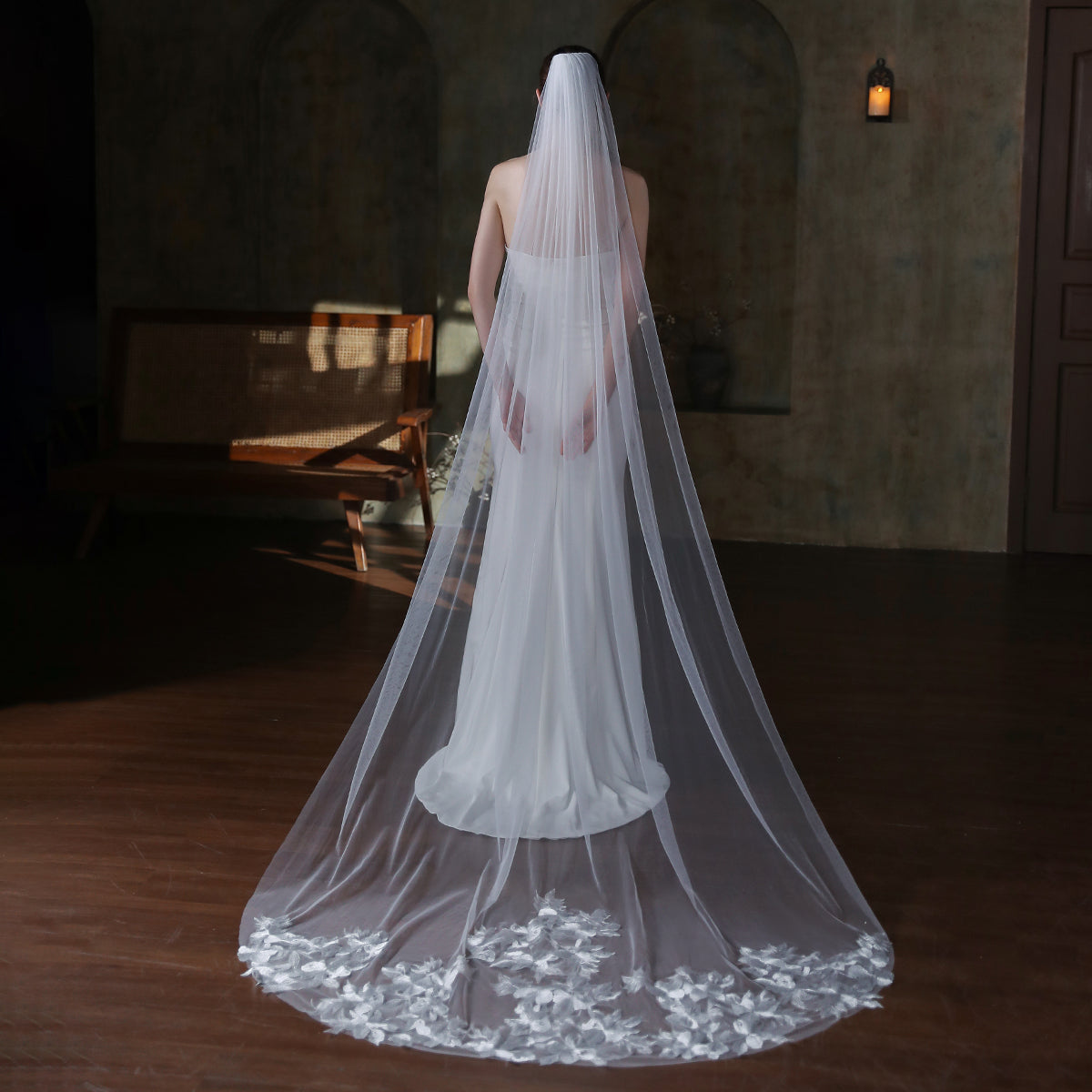 Bridal Fashion Simple Solid Color Single Layer Veil