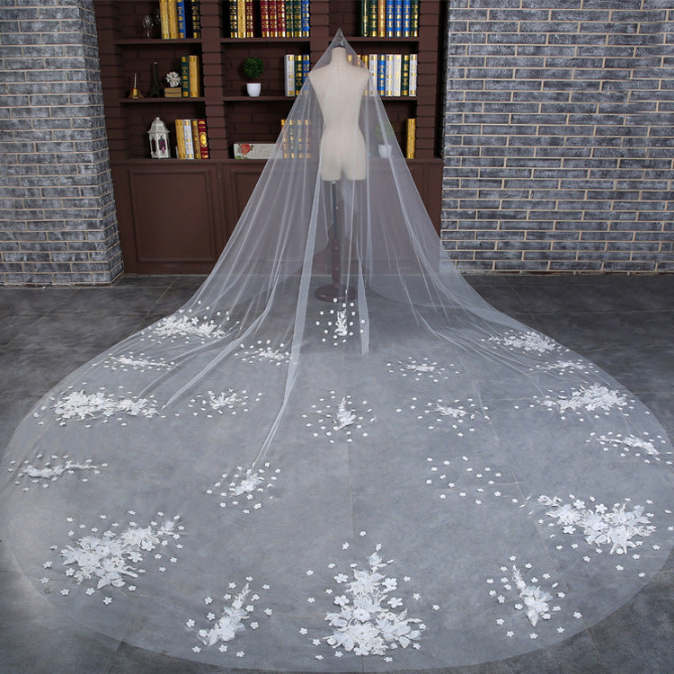 Bridal Veil Lace 3 Meters Long Tail Veil Soft Yarn Long Veil