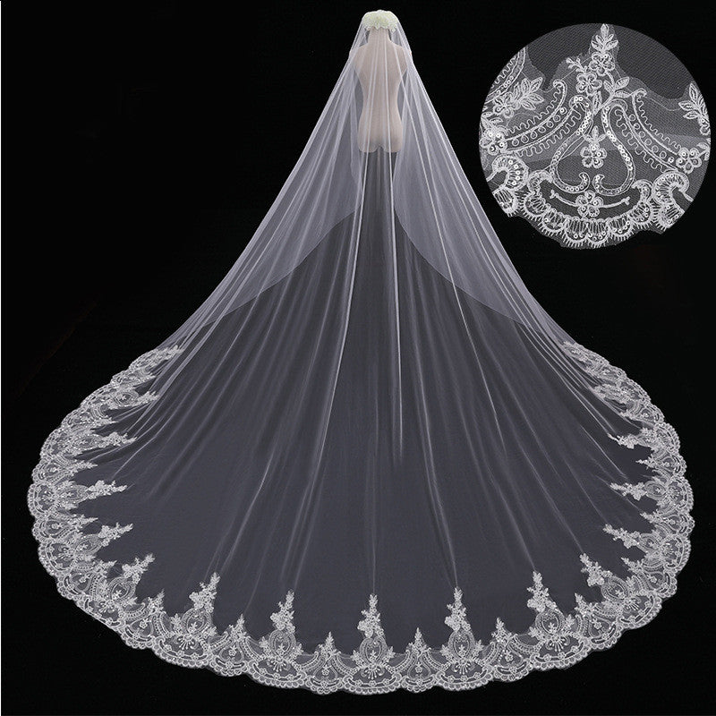 Bride Wedding Long Veil Photo Props Veil Tail Luxury