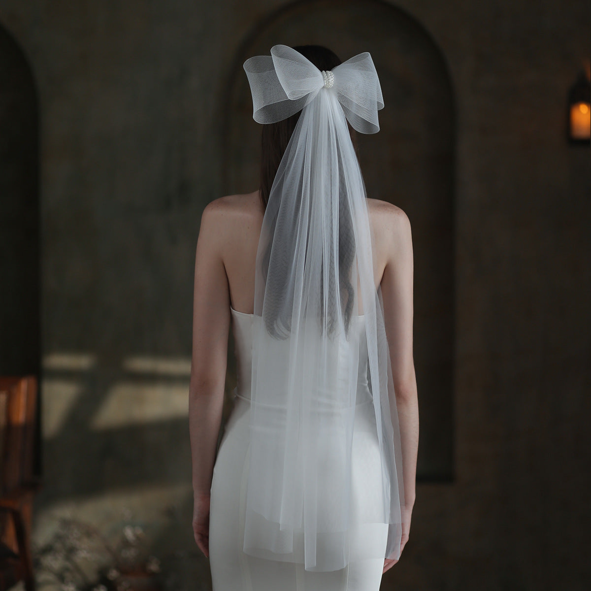 Super Fairy Elastic Mesh Bow Bridal Veil